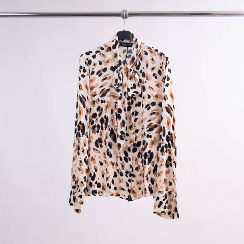 TDM30822-2 leopard tie neck shirt