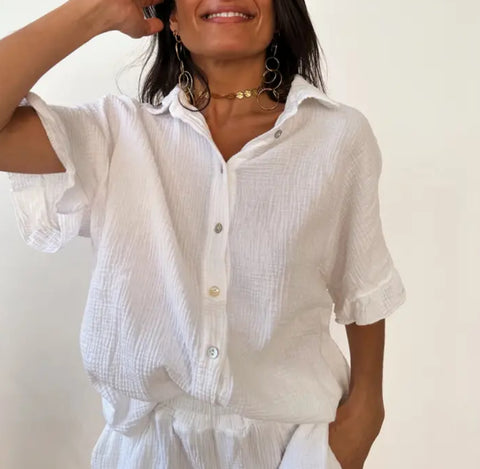 Blanc Ruffle Blouse