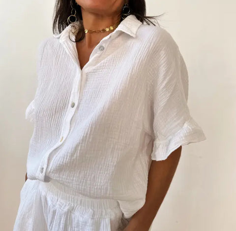 Blanc Ruffle Blouse