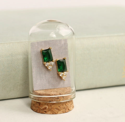 Emerald Deco Studs