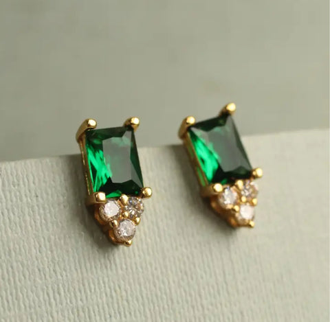 Emerald Deco Studs