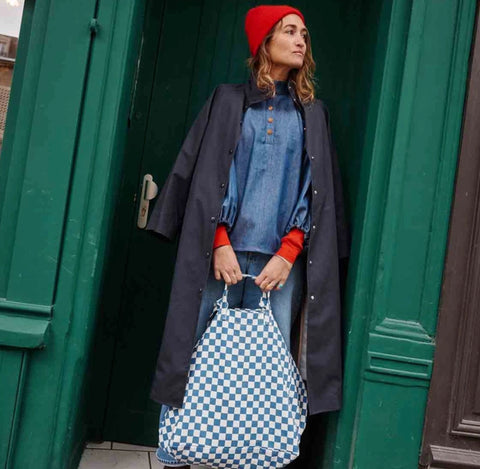 Blue Checker Tote