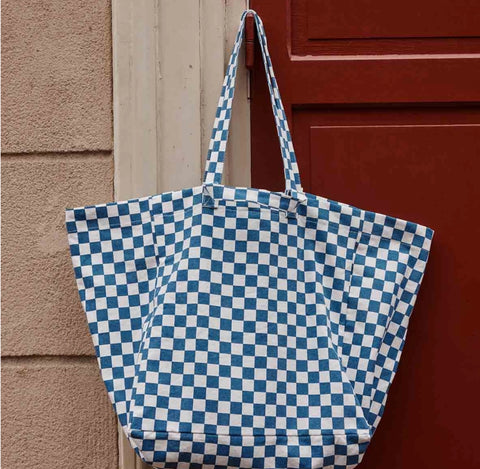 Blue Checker Tote