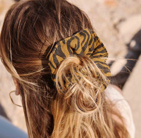 Zebra Olive Scrunchie