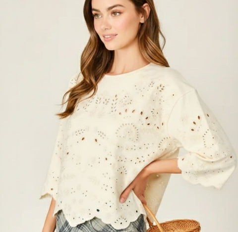 Cutwork Sweattop